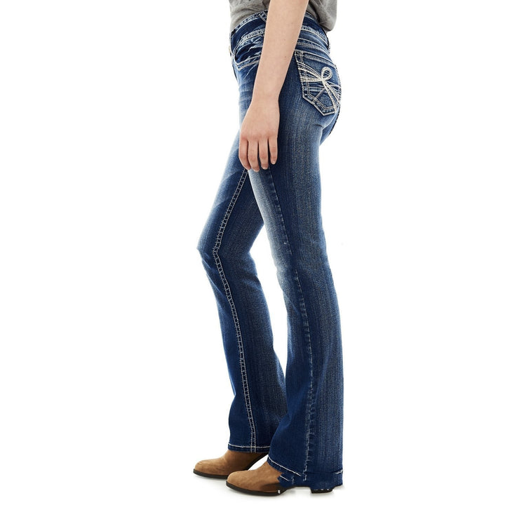 Slim-Fit Jeans mit verwaschener Stickerei und Sweet Curve für Damen