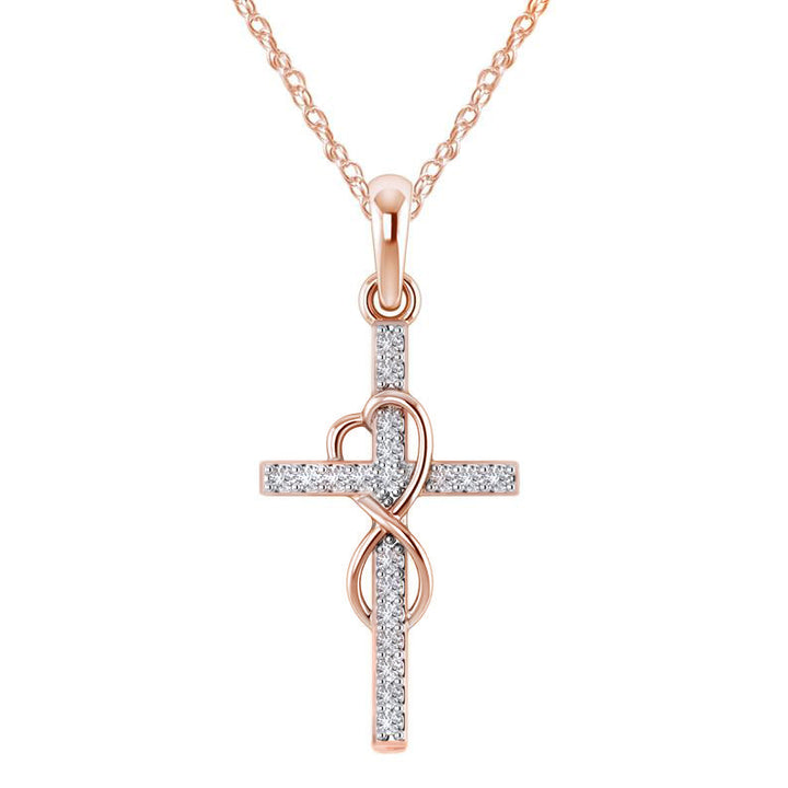 Colgante de aleación con diamante y cruz de ocho caracteres