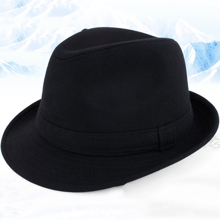 Sombrero de copa para hombre de otoño e invierno, sombreros de lana, sombreros cálidos de otoño e invierno, sombreros a prueba de viento, sombreros de invierno para personas mayores en invierno