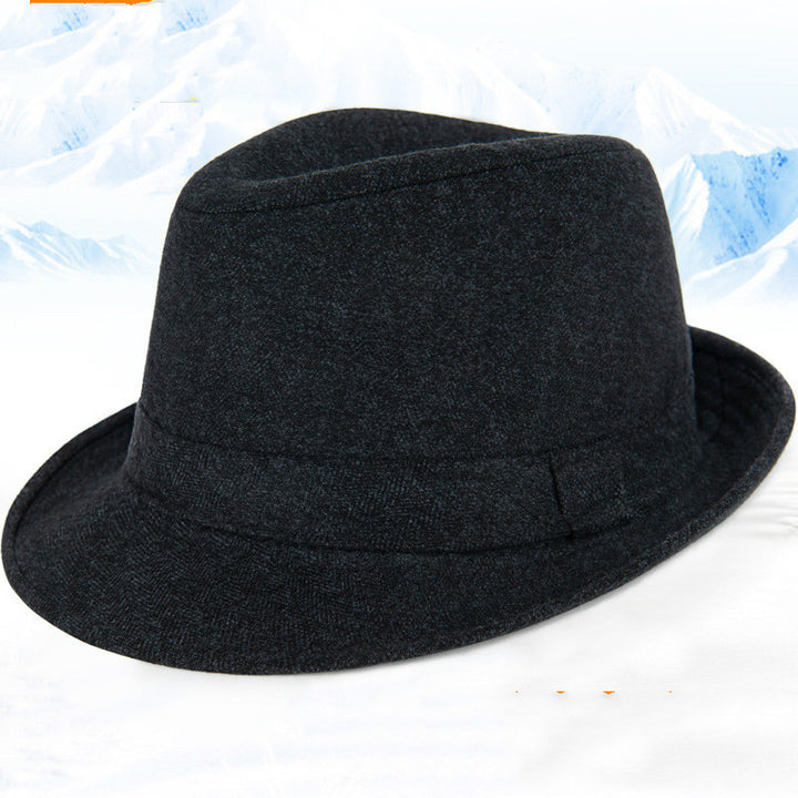 Sombrero de copa para hombre de otoño e invierno, sombreros de lana, sombreros cálidos de otoño e invierno, sombreros a prueba de viento, sombreros de invierno para personas mayores en invierno