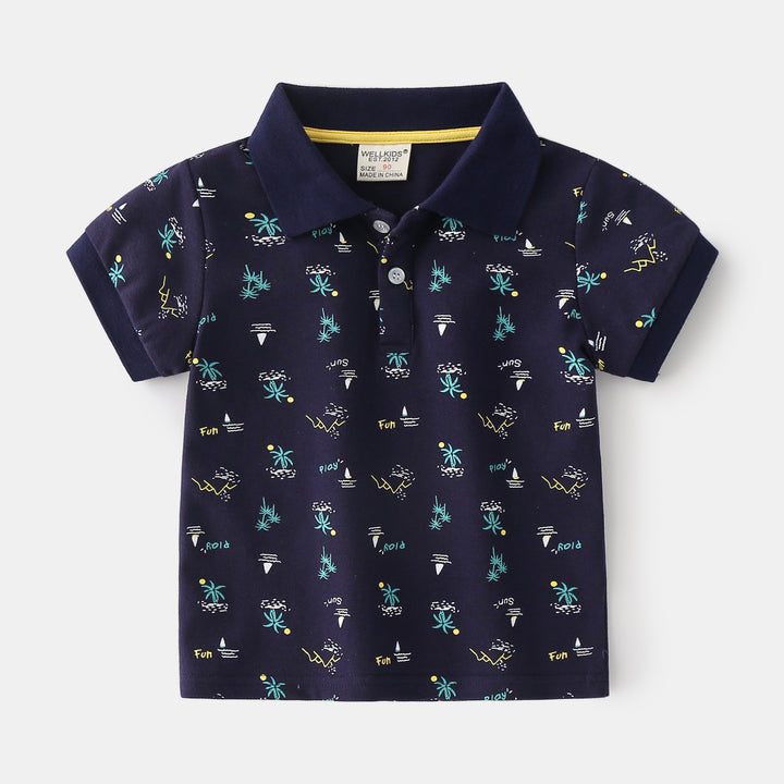 Summer Boys' Cotton Short-sleeved Polo Shirt