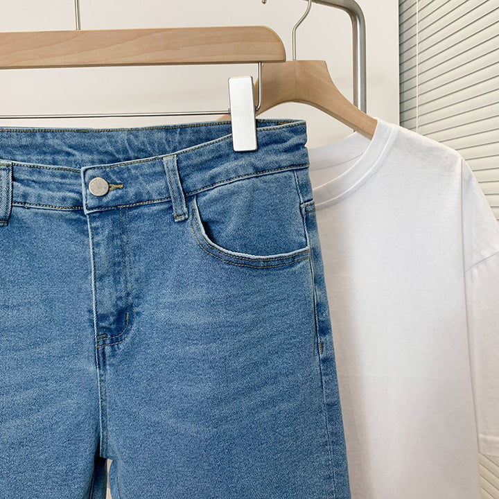 Jeans Verano Nueva Tendencia Pantalones largos lavados azules para hombres