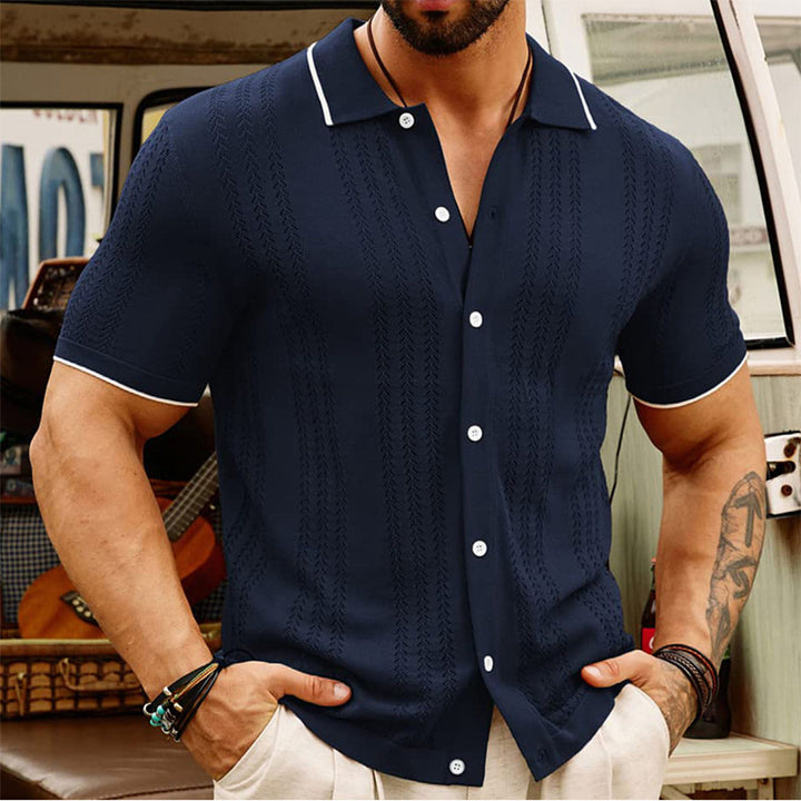 Camisa polo de manga corta Ropa de hombre de negocios de moda superior con solapa y botones de verano