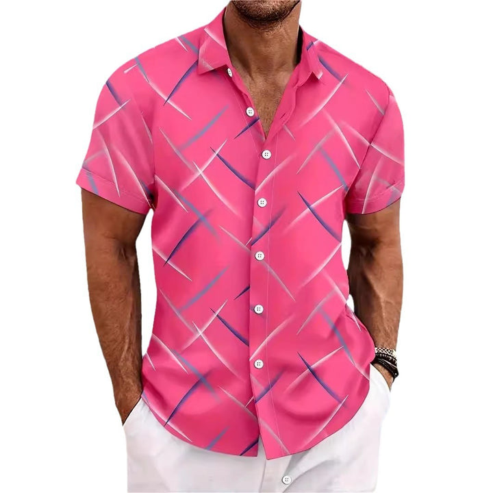 Camisa con botones de manga corta para playa, informal, con plumas a rayas, novedad de verano