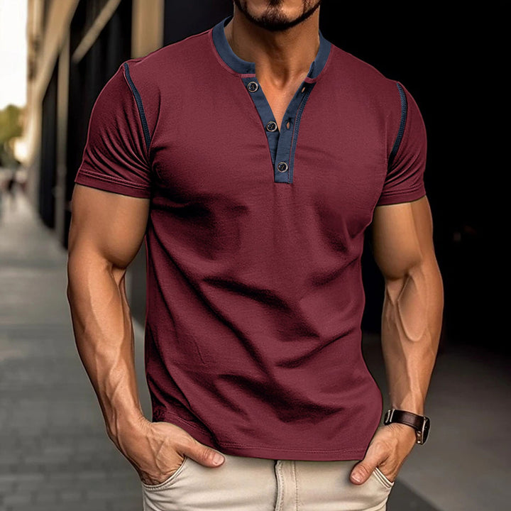 Polo de manga corta a la moda, camiseta con cuello en V y botones de verano, ropa para hombre