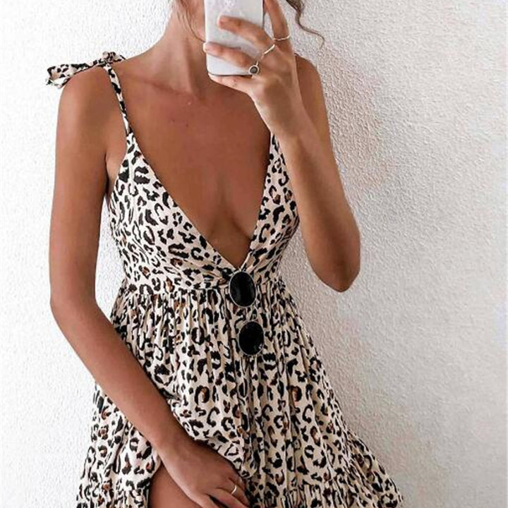 Women's Strappy Low-cut Printed Dress