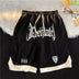 Letter Embroidered Drawstring American Basketball Shorts