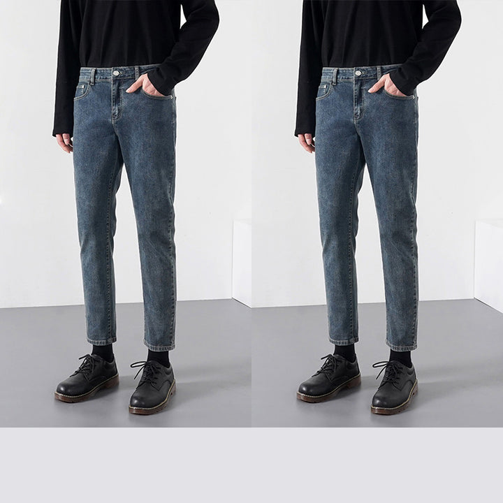 Jeans Hombre Slim Straight Tube Verano Alto Sentido