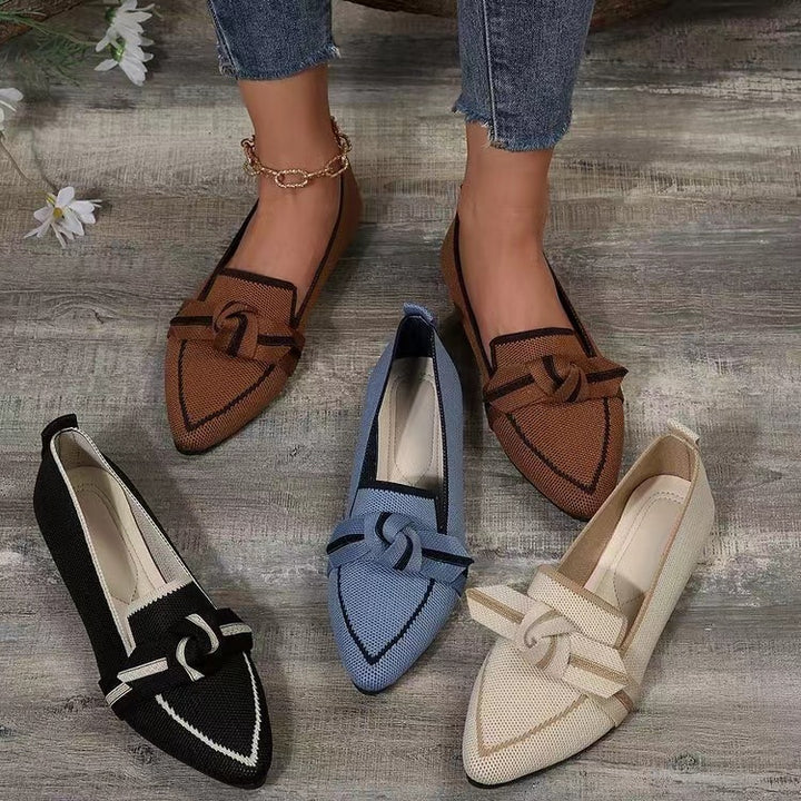 Mode Spitz Zehe Bogen Flache Schuhe Für Frauen Liegen Gewebte Slip-on Atmungsaktive Schuhe Sommer