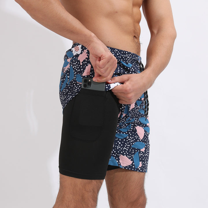 Strandshorts mit Farbverlauf-Print, doppellagige, lässige Sportshorts