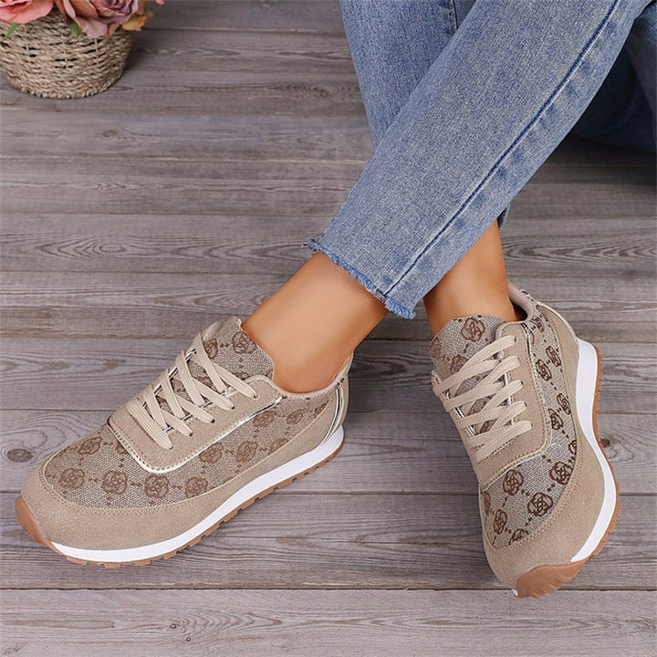 Blumendruck Schnürschuhe Casual Fashion Leichte atmungsaktive Wander- und Laufsportschuhe Damen Flats