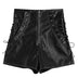 Retro-Shorts aus PU-Leder mit hoher Taille und Schnürung für Damen