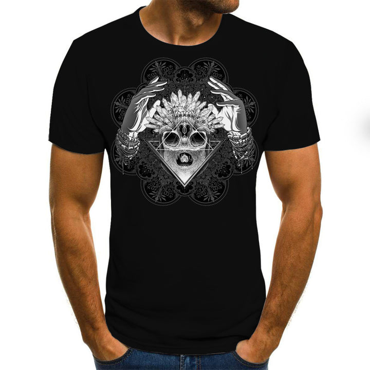 Camisetas estampadas 3DT Camisetas de manga corta con estampado de calavera de terror para hombres y mujeres