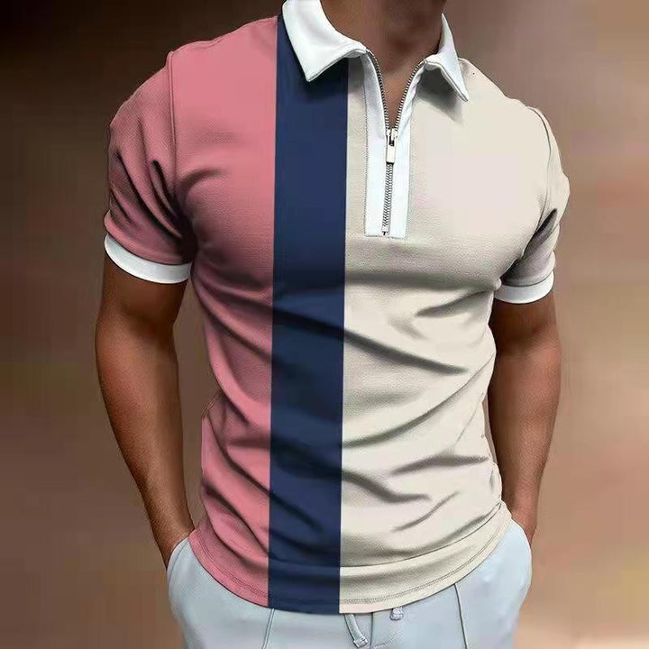 Camisa POLO para hombre Camiseta de manga corta estampada a rayas Camisa de solapa