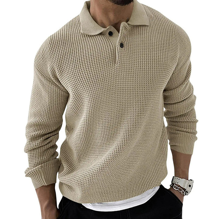 Suéter con cuello polo para hombre moderno y delgado.