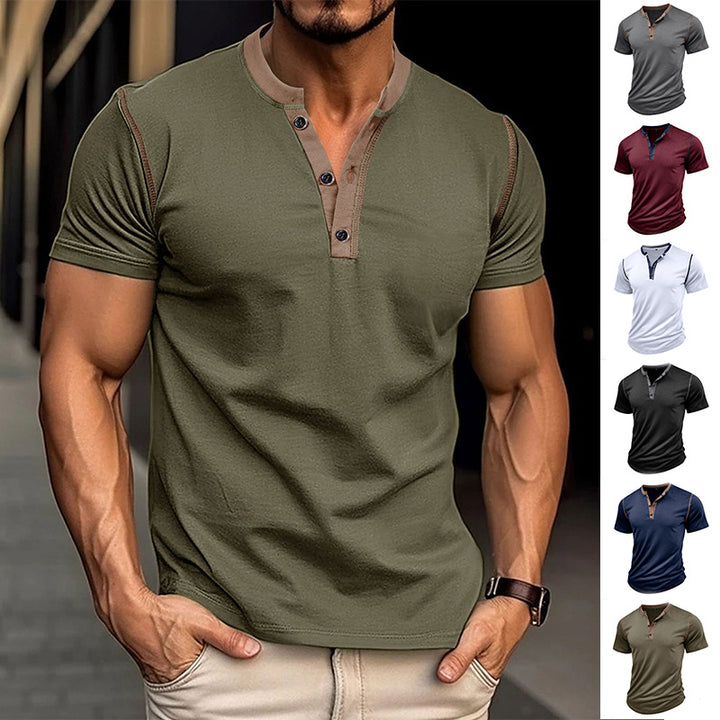 Polo de manga corta a la moda, camiseta con cuello en V y botones de verano, ropa para hombre