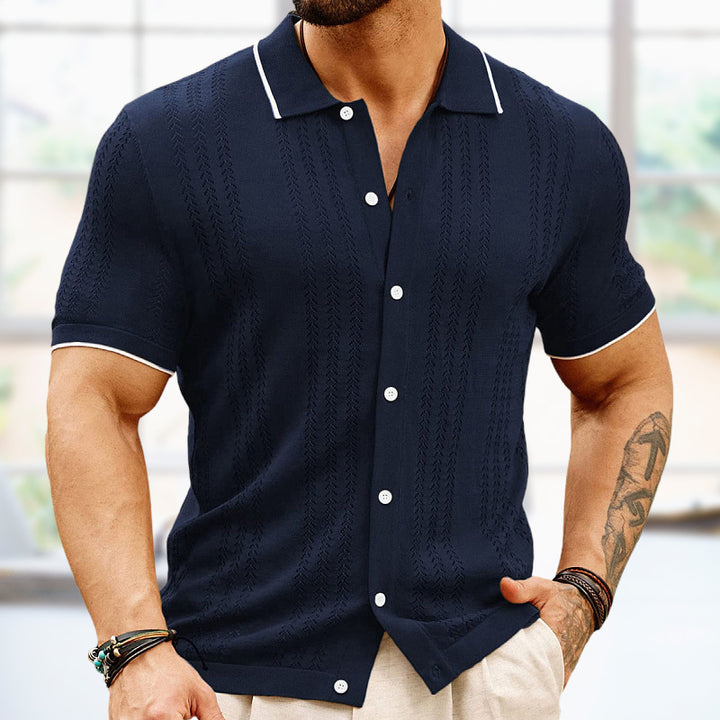 Camisa polo de manga corta Ropa de hombre de negocios de moda superior con solapa y botones de verano