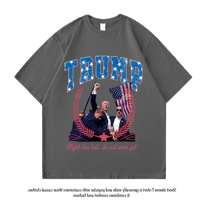 American Trump Pattern Printed Loose Couple T-shirt