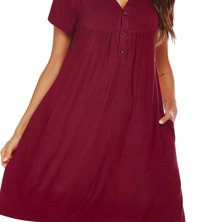 Women's Dress Spring And Summer Short Sleeve Pocket Pullover