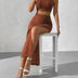 Women's Knitted Vest Long Skirt Suit