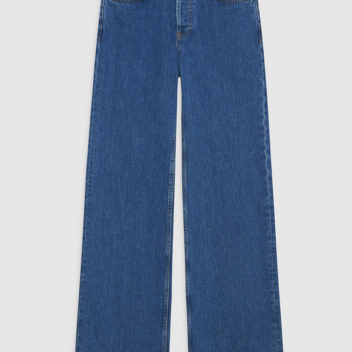 Wash Mid-waist All Cotton Stretch-free Straight Jeans