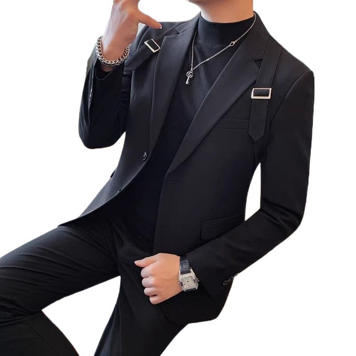 Design Strap Casual Men's Slim Jacket