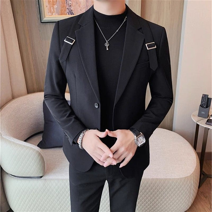 Design Strap Casual Men's Slim Jacket