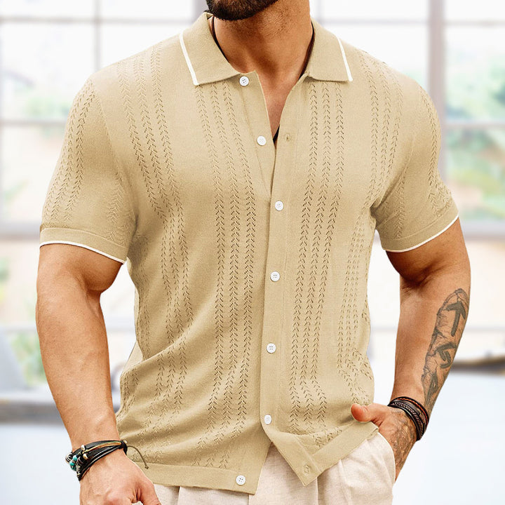 Camisa polo de manga corta Ropa de hombre de negocios de moda superior con solapa y botones de verano