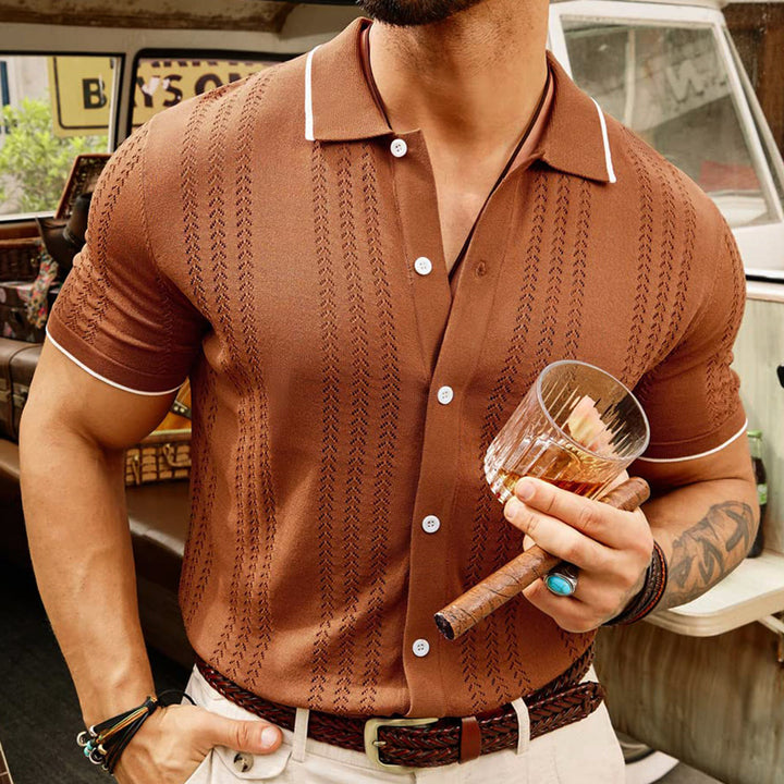 Camisa polo de manga corta Ropa de hombre de negocios de moda superior con solapa y botones de verano