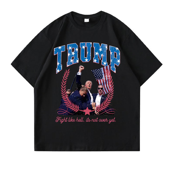 American Trump Pattern Printed Loose Couple T-shirt