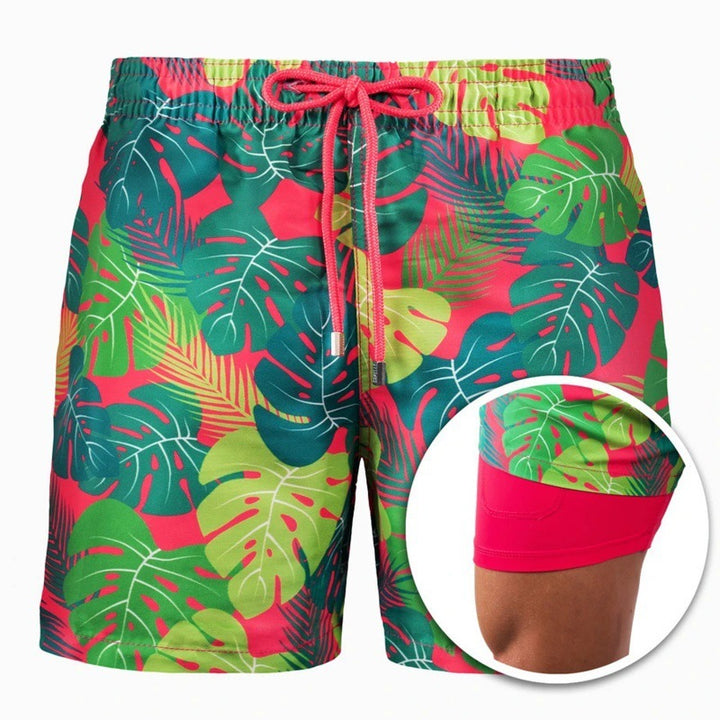 Herren Bedruckte Strandshorts Sport Doppellagige Shorts Sommer