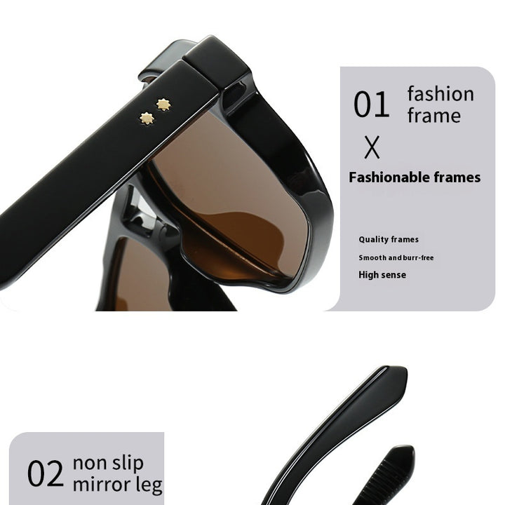 Square Fashion Double Beam Sunglasses Men's Retro Casual