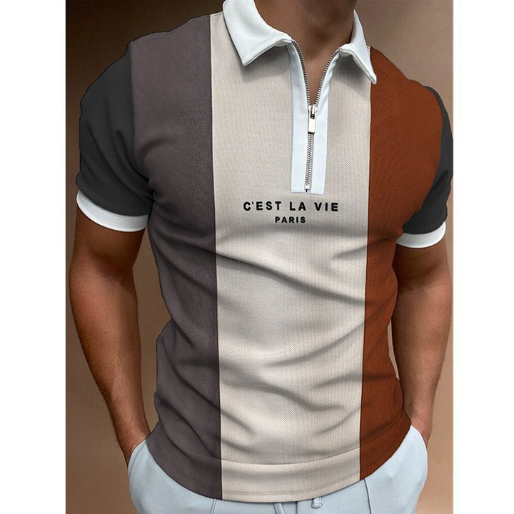 Camisa POLO para hombre Camiseta de manga corta estampada a rayas Camisa de solapa