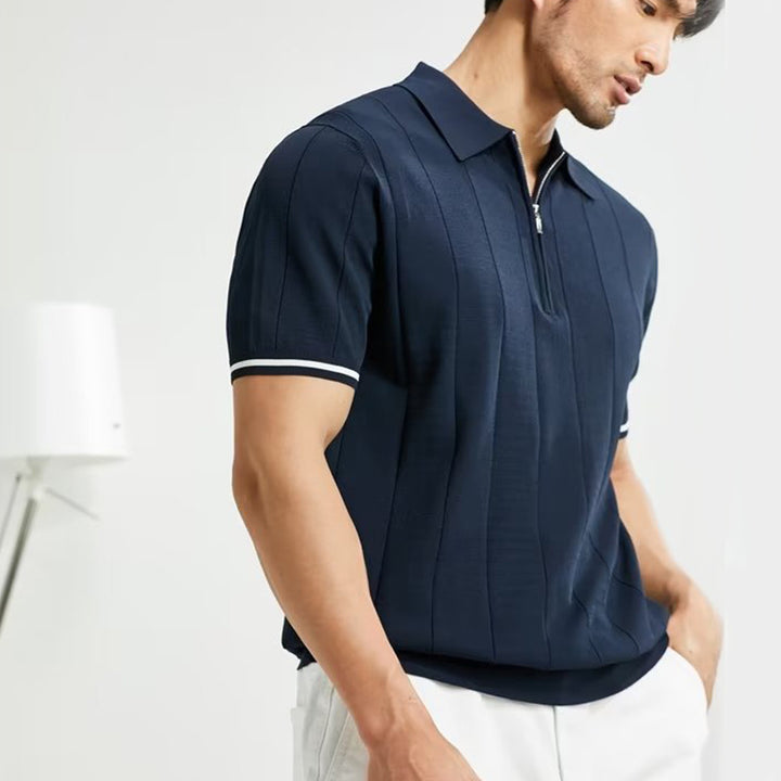 Polo de manga corta a la moda, camiseta con cremallera y solapa de verano, Tops, ropa para hombre