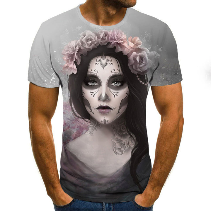 Camisetas estampadas 3DT Camisetas de manga corta con estampado de calavera de terror para hombres y mujeres