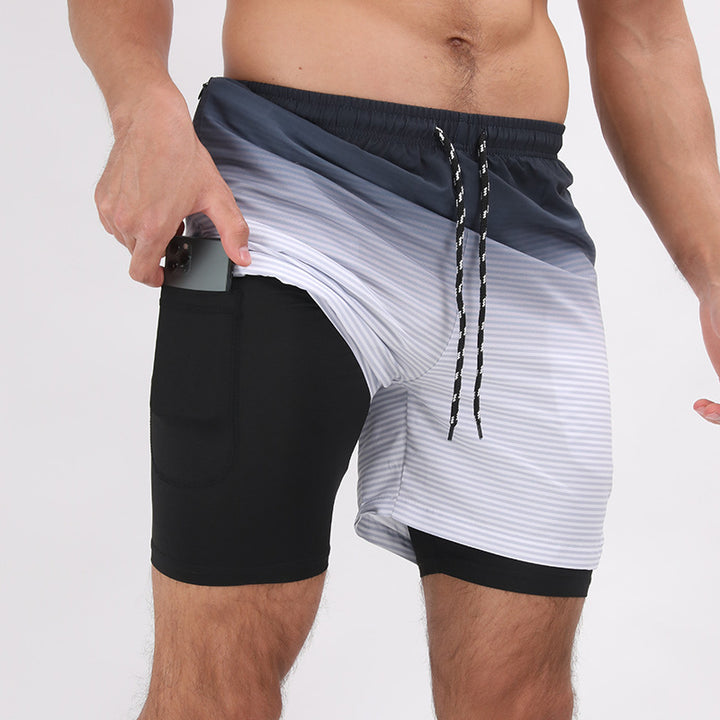 Strandshorts mit Farbverlauf-Print, doppellagige, lässige Sportshorts