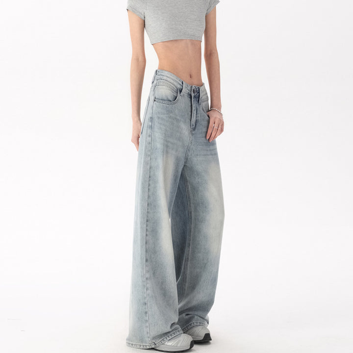 Retro Denim Hose mit geradem Bein für Damen