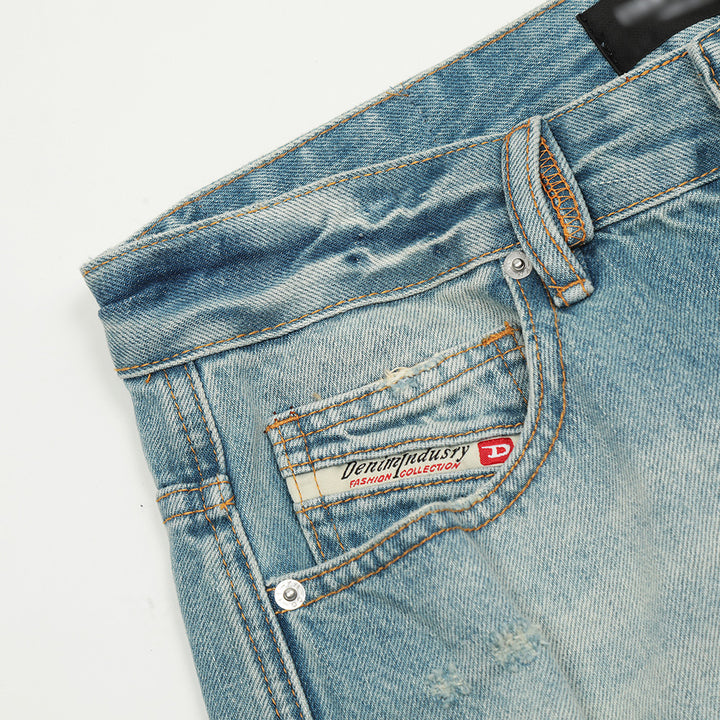 Modische, gerade Jeans mit Löchern für Männer