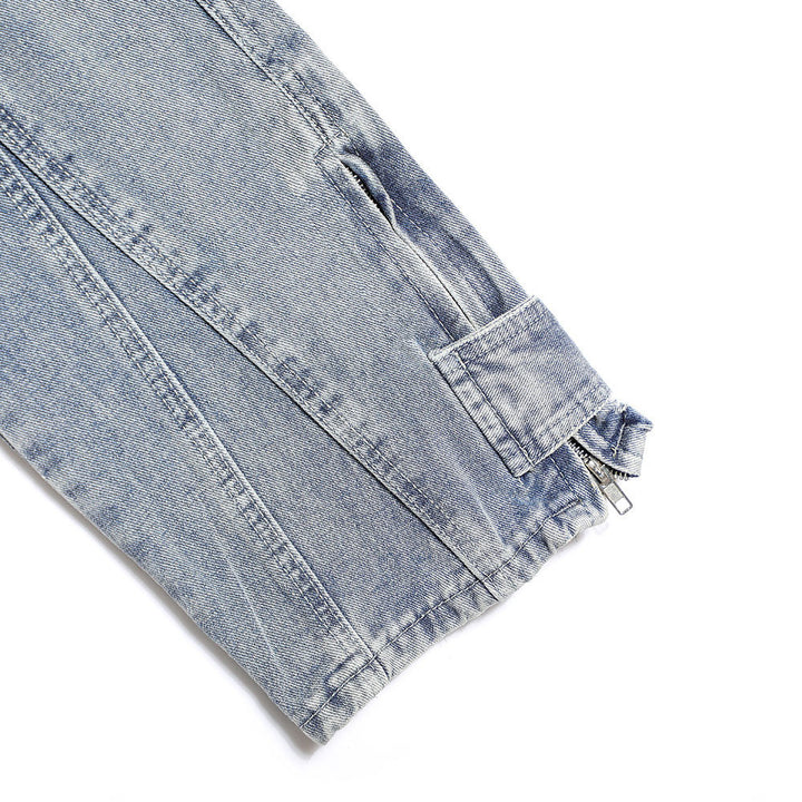 Einfarbige Patchwork-Jeans mit geradem Bein für Herren